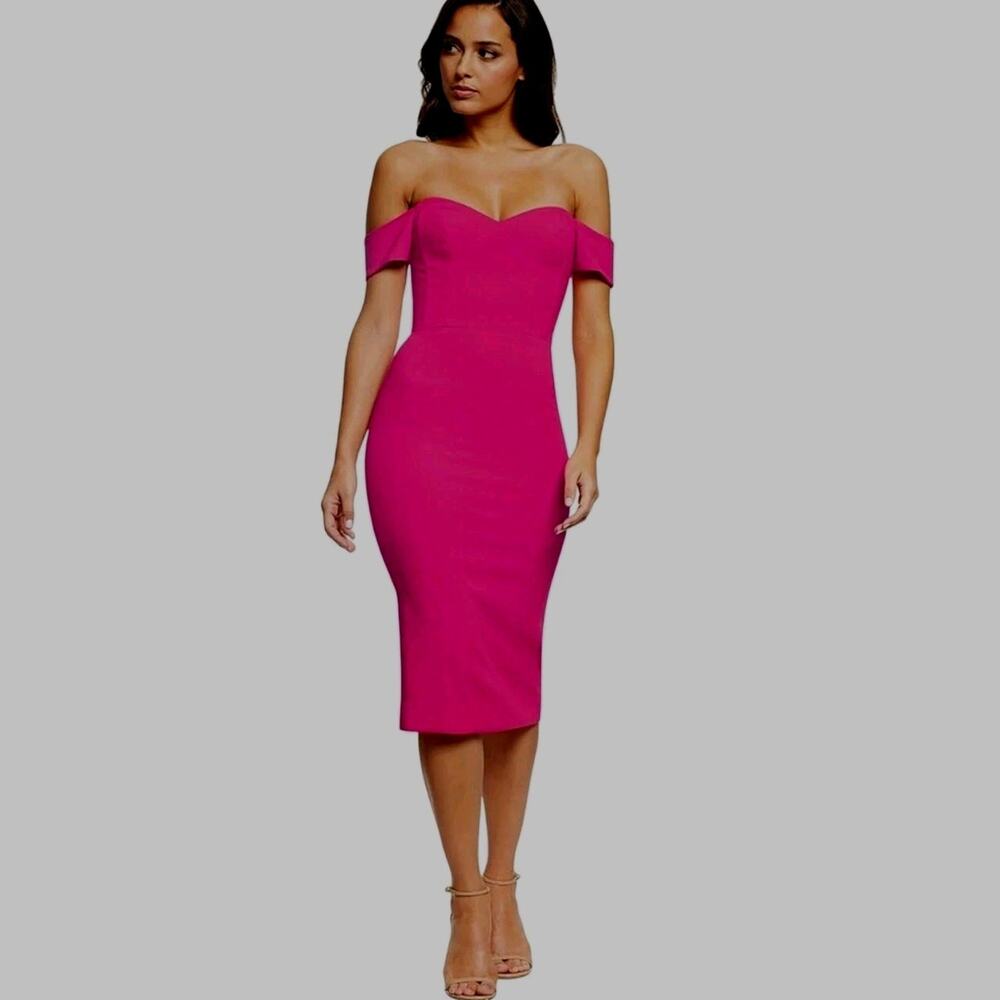 Dress the Population S Dress Pink Bailey Off Shoulder Midi Valentine Date Night